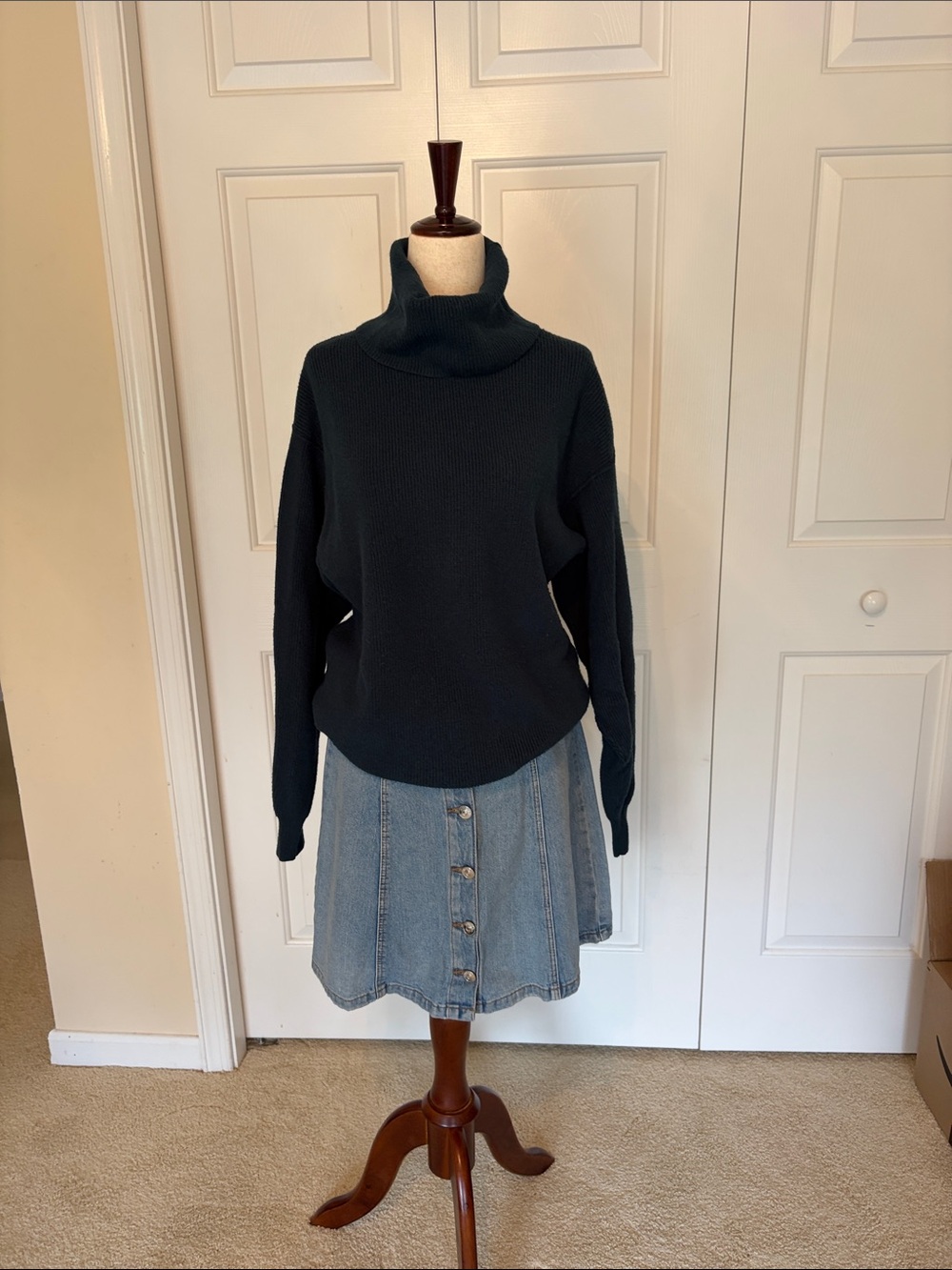 Free People - Warm Soft Teal Tunic Turtleneck Sweater